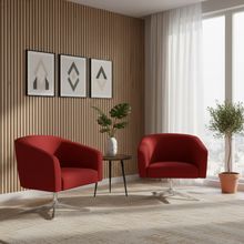 Poltrona Sala Decorativa Kit 2 Stella Base Giratória Cromada Veludo Marsala D03 - D'Rossi