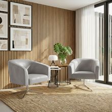 Poltrona Sala Decorativa Kit 2 Stella Base Giratória Cromada Sintético Cinza D03 - D'Rossi