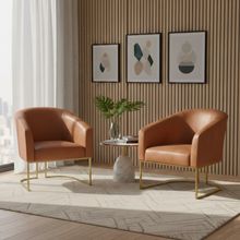 Poltrona Sala Decorativa Kit 2 Stella Base Industrial Dourada Sintético PU Whisky D03 - D'Rossi