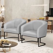 Poltrona Sala Decorativa Kit 2 Stella Base Industrial Preta Sintético Cinza D03 - D'Rossi