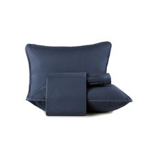 Jogo Cama Casal 4 Pcs Malha Fio Penteado Azul Altenburg