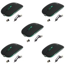 Kit 5 Mouses Sem Fio Recarregável Mega M185 com Led DPI Ajustável