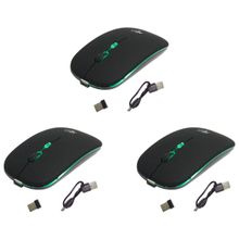 Kit 3 Mouses Sem Fio Recarregável Mega M185 com Led DPI Ajustável