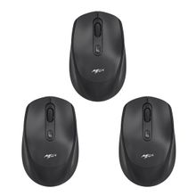 Kit 3 Mouses Sem Fio Recarregável Mega M180 Preto DPI Ajustável
