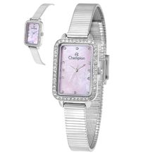 Relógio Champion Feminino Ref: Cf25956q Retangular Prateado