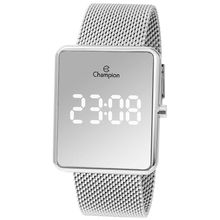 Relógio Champion Feminino Ref: Ch48180q Led Espelhado Retangular Mesh Prateado