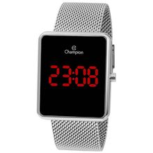 Relógio Champion Feminino Ref: Ch48180t Led Retangular Mesh Prateado