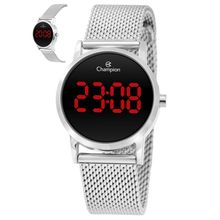 Relógio Champion Feminino Ref: Ch48162t Led Mesh Prateado