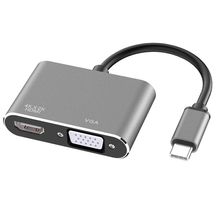 Adaptador 2x1 Type-C Para HDMI / VGA Compativel: Macbook, Notebook e Celular KP-AD119