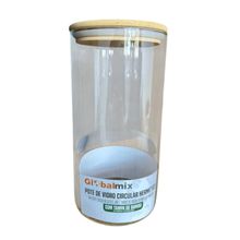 Pote de Vidro Circular Hermético Multiuso com Tampa de Bambu - 1200ML