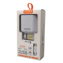 Carregador Kaid Cabo Tipo C Duplo USB 2.4A KD-607C Branco