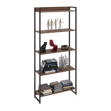 Estante Multiuso Para Escritório Industrial 05 Prateleiras Areta 186x80cm C01 Nogal - Lyam Decor