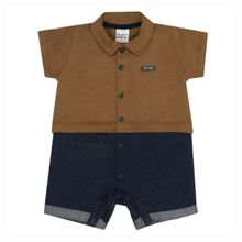 Macacão Bebê Curto Nozes Caramelo / Marinho - Sonho Mágico