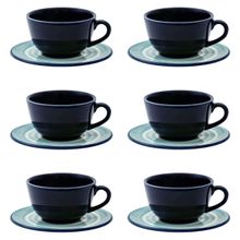 Jogo de 6 Xícaras de Chá Grande 200ml com pires Unni Oceânica