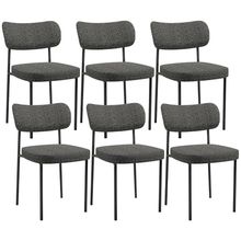 Kit 06 Cadeiras Decorativa Estofada Para Sala De Jantar Melina L02 Linho Mescla Chumbo - Lyam Decor