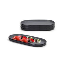 Bandeja Mini Prato Oval Petisqueira 26cm Melamina Cinza 3un