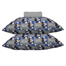 Jogo de Lençol KazzaVip Casal Malha 100% Algodão Play Disney Mickey Quadros 3 Peças Cinza