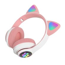 Fone Ouvido Sem Fio Infantil LED Gatinho Bluetooth Audio