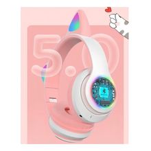 Fone Bluetooth Orelha Gato LED Headset Gamer Sem Fio