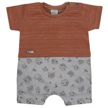 Macacão Bebê Curto Terracota/Cinza Astronauta -Sonho Mágico