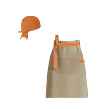 Avental de Cintura Bege e Bandana Laranja Bar Bistro