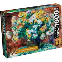 Mini Quebra Cabeça Vaso de Flores de Renoir 100 Peças Grow