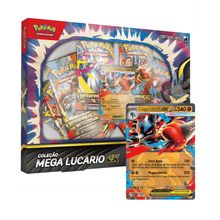 Box Pokemon Coleção Mega Lucario EX 49 Cartas 8 booster