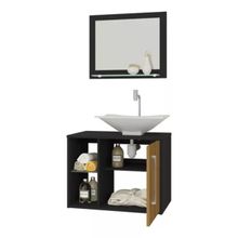 Conjunto Gabinete Baden Bechara Banheiro Preto Ripado