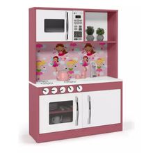Cozinha Infantil Diana em MDF Branco Rosa