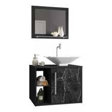 Conjunto Gabinete Baden Bechara Banheiro Preto Fosco e Nero