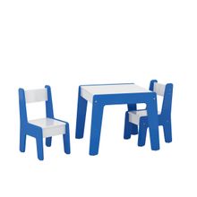 Conjunto Mesa Infantil com 2 Cadeiras MDF Diana Branco/Azul