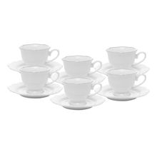 6 Xícaras de Chá Wolff de Porcelana Branco Maldivas 180ml