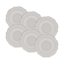 6 Pratos Fundos Wolff Maldivas de Porcelana com Fio Prata