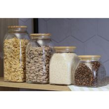 Porta Mantimento com Tampa Lyor de Vidro e Bambu 720ml