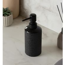 Porta Sabonete Líquido Lines 340ml Preto Cerâmica
