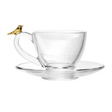 4 Xícaras de Café Wolff Golden Bird de Cristal 80ml