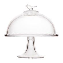 Prato com Pé e Tampa Wolff Bird 19cm x 19cm x 19cm Cristal