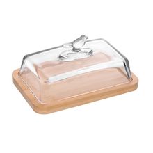 Manteigueira com Base em Bambu Wolff Bird com Tampa Vidro