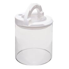 Pote Tampa Plástica Bege 14cm Vidro Boro