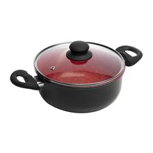 Caçarola de Indução com Tampa de Vidro 22cm Vermelho