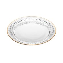 2 Pratos de Sobremesa com Fio de Ouro Radial 20cm Cristal