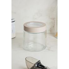 Porta Mantimentos Lyor Tampa Bege Visor Acrilíco 950ml Vidro