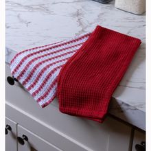 2 Panos de Prato Lyor Verona 60x40cm Vermelho Branco Algodão