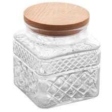 Porta Mantimentos Wolff de Vidro com Tampa em Madeira 1,2L