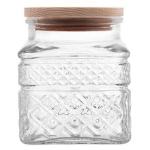 Porta Mantimentos Wolff de Vidro com Tampa em Madeira 600ml