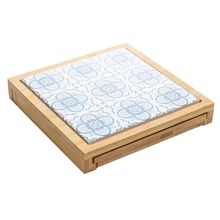 6 Peças para Queijo Tábua com Gaveta Mosaico 23cm x 23cm x