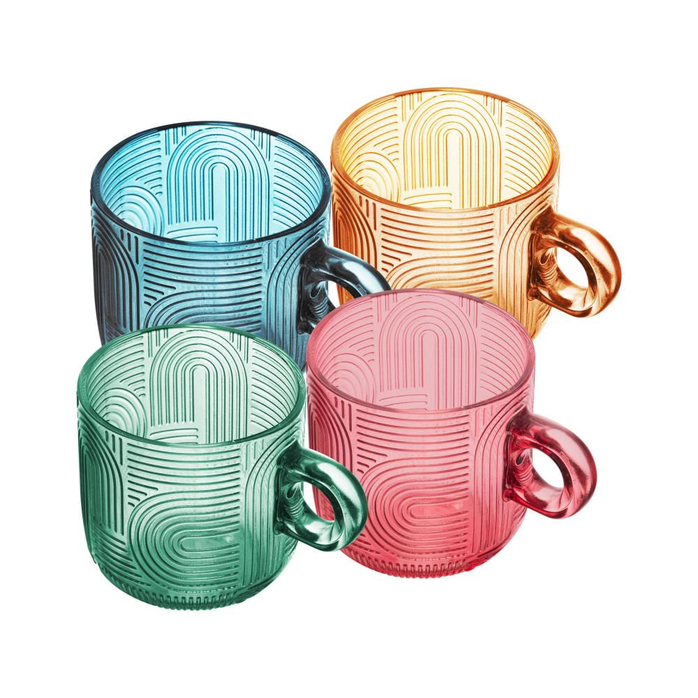 Encontraproduto.com.br - 4 Xícaras Wolff Frankfurt de Vidro Colorido 100ml