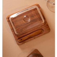 Manteigueira e Faca Wolff Lignum 18cm x 16cm x 10,2cm Acácia