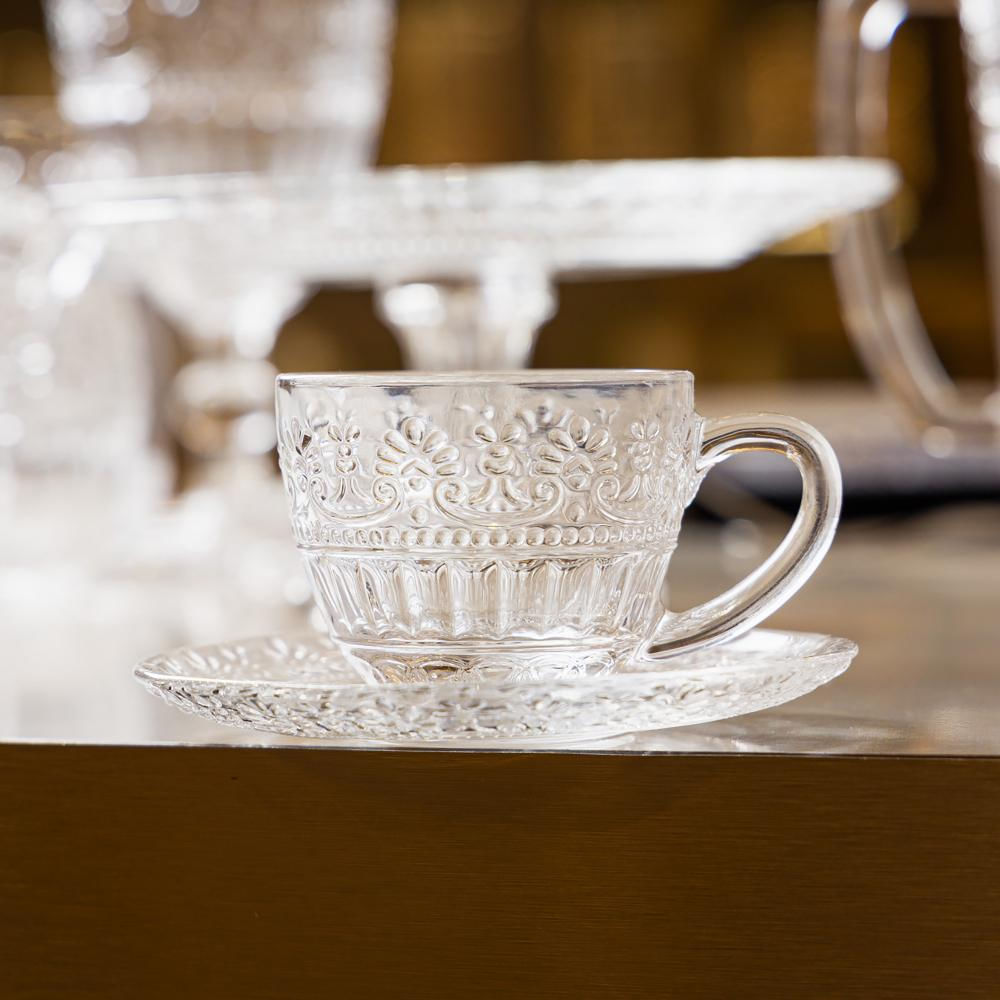 Encontraproduto.com.br - 4 Xícaras Café com Pires Wolff Mauve 90ml Cristal
