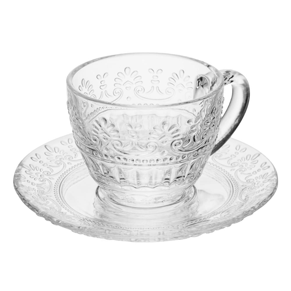 Encontraproduto.com.br - 4 Xícaras Café com Pires Wolff Mauve 90ml Cristal